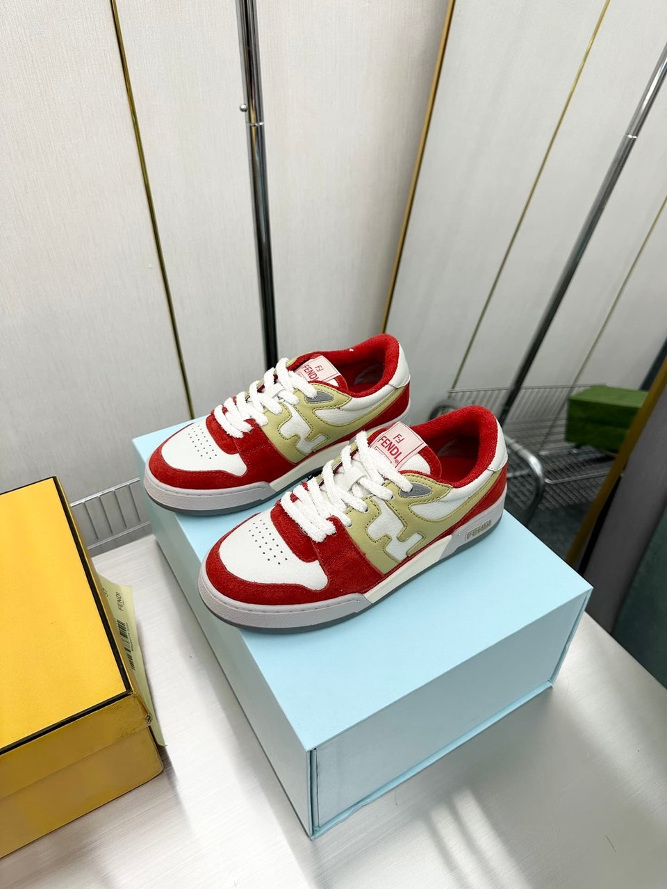 Fendi Match Suede Low Tops White And Red 7E1493Ai1Nf1H1D view 9