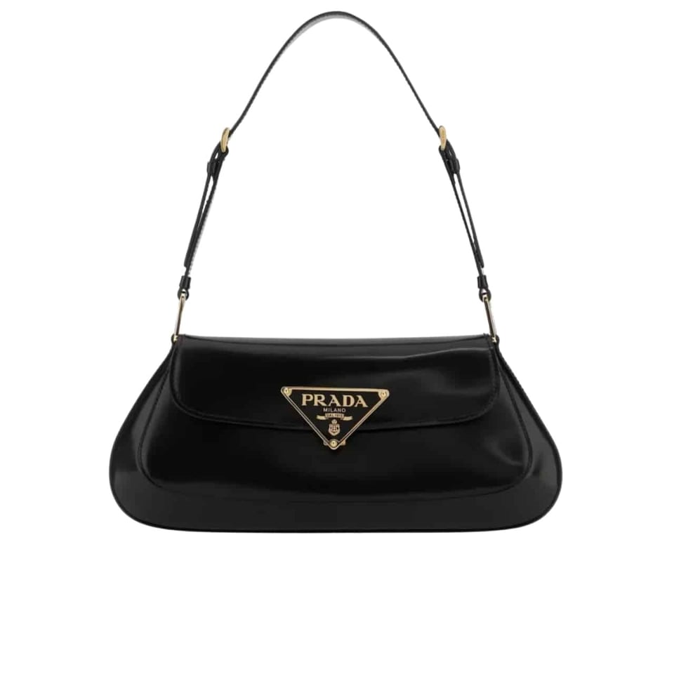 Prada Cleo Bag In Brushed Leather With Triangle Logo Black 24Cm view 2