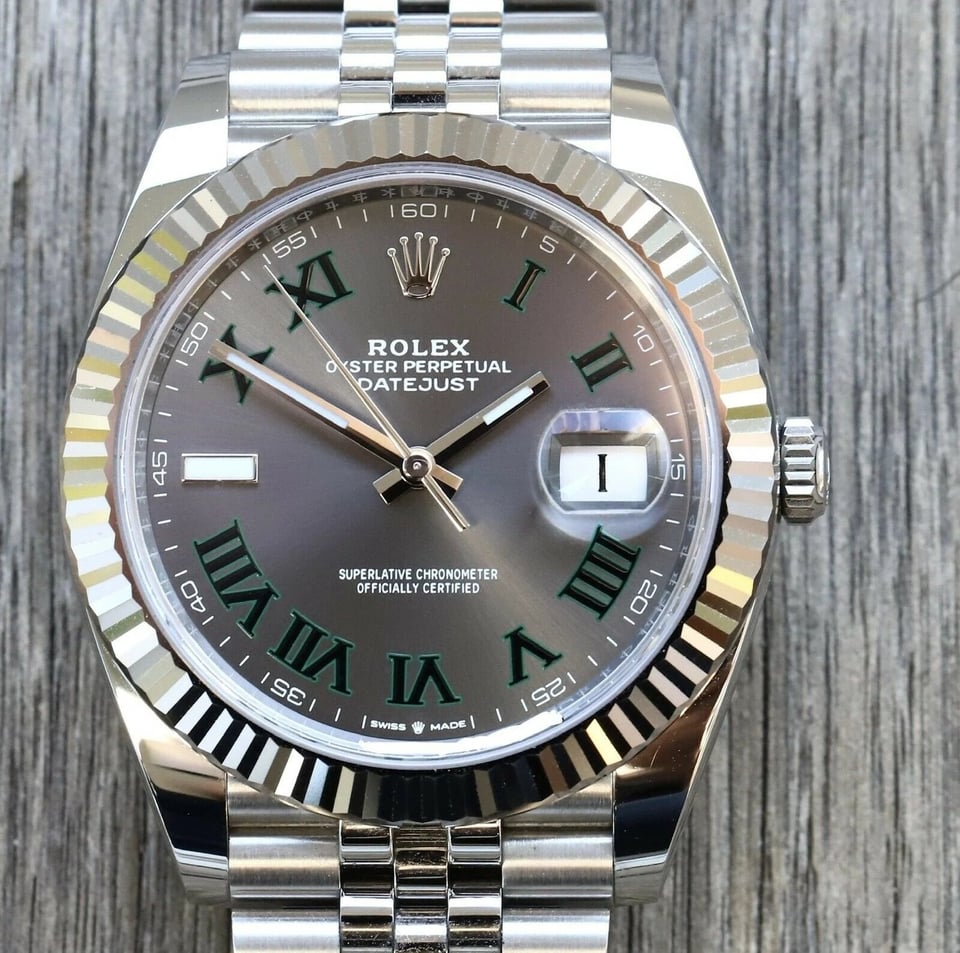 Rolex Datejust 41mm Rhodium Dial 126334 “Wimbledon” Flutted / Jubilee view 12