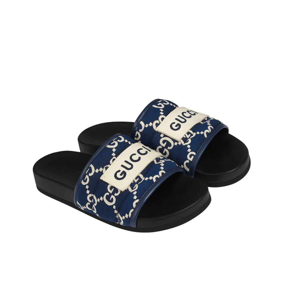 Gucci Gg Horizontal Strap Sandals With Tag In Blue view 2