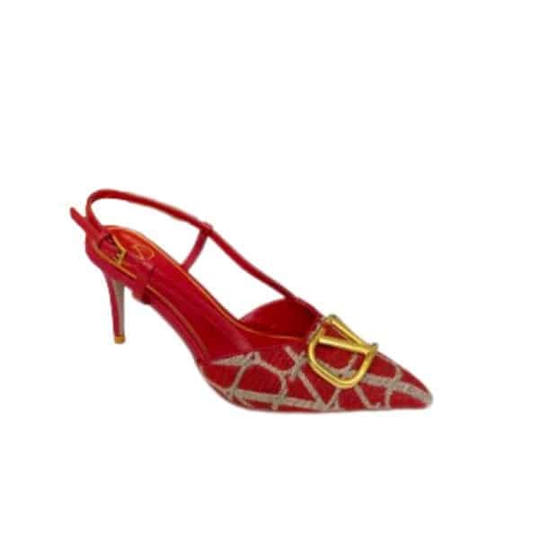 Valentino Garavani Vlogo Signature Slingback Pump In Toile Iconographe Red view 2