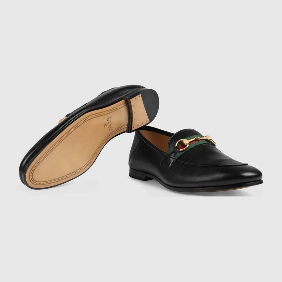 Gucci GG Horsebit Logo Loafer Shoes Black For Men view 6