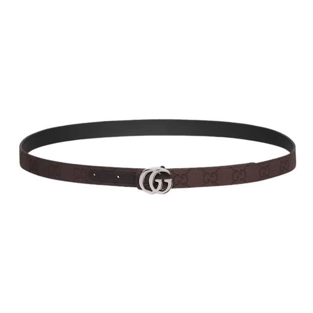 Gucci Reversible GG Marmont Thin Belt Brown And Black GG Canvas A002CC FAGA9 2549