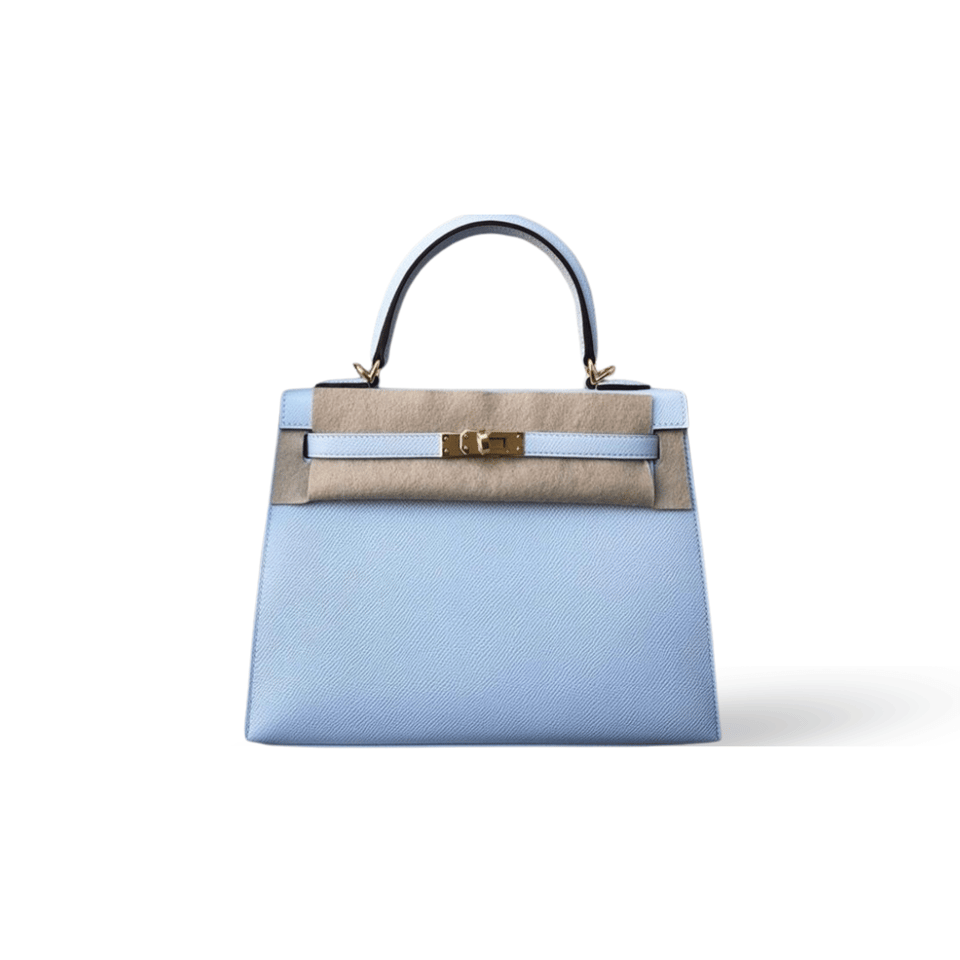 Hermes Kelly 25 Bag In Blue Celeste Gold Buckle Leather For Women 25cm/10in view 2