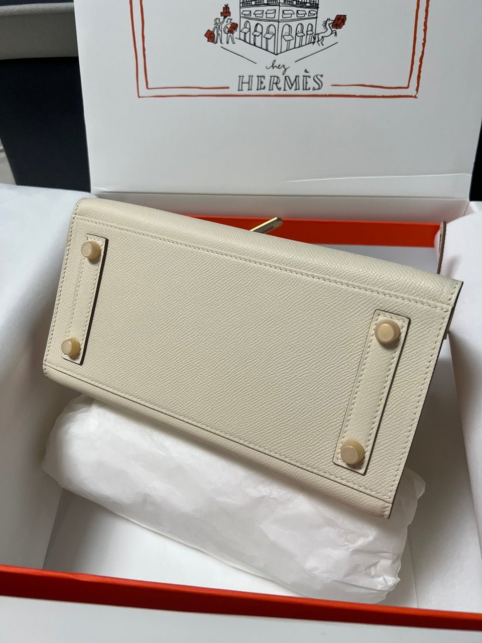 Hermes Birkin Sellier Cream Epsom Leather Gold Hardware view 4