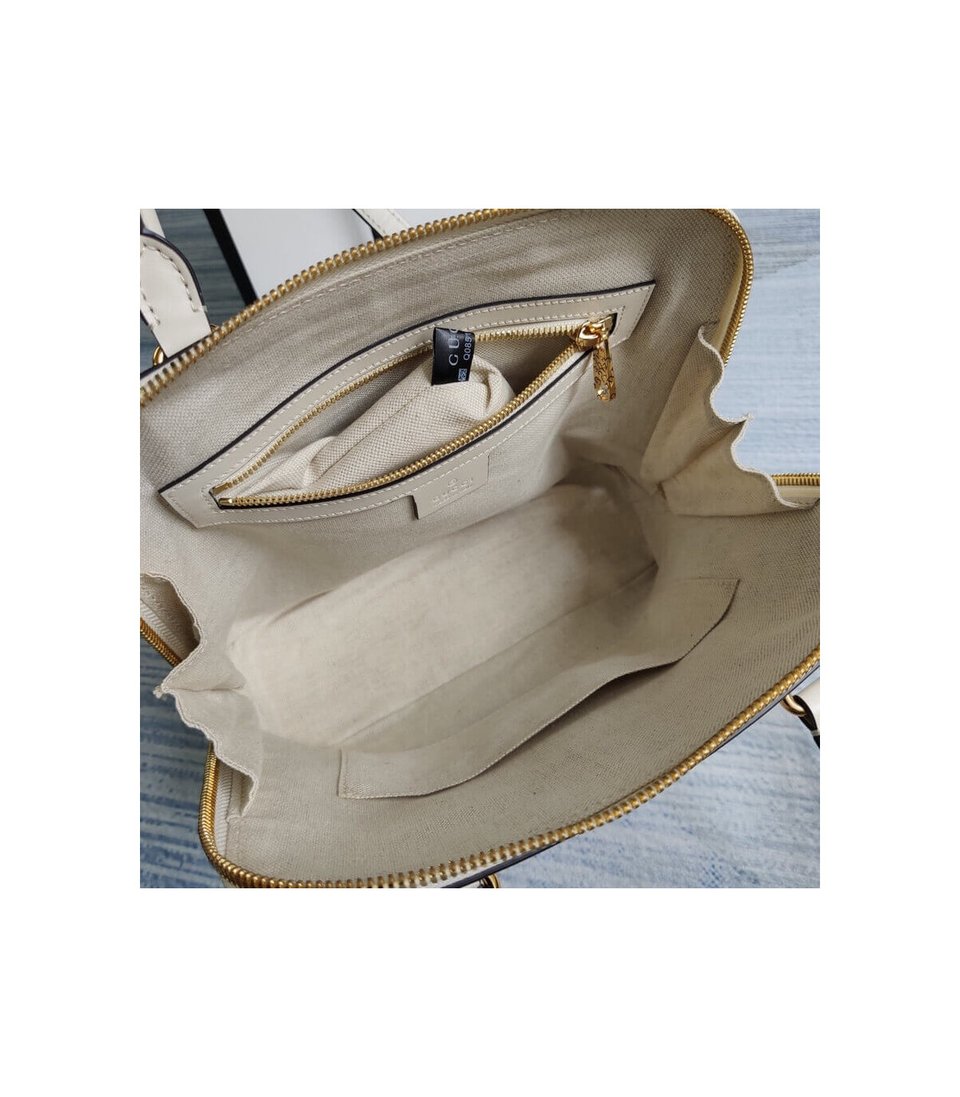 Gucci Horsebit 1955 Small Top Handle Bag in White Leather view 11