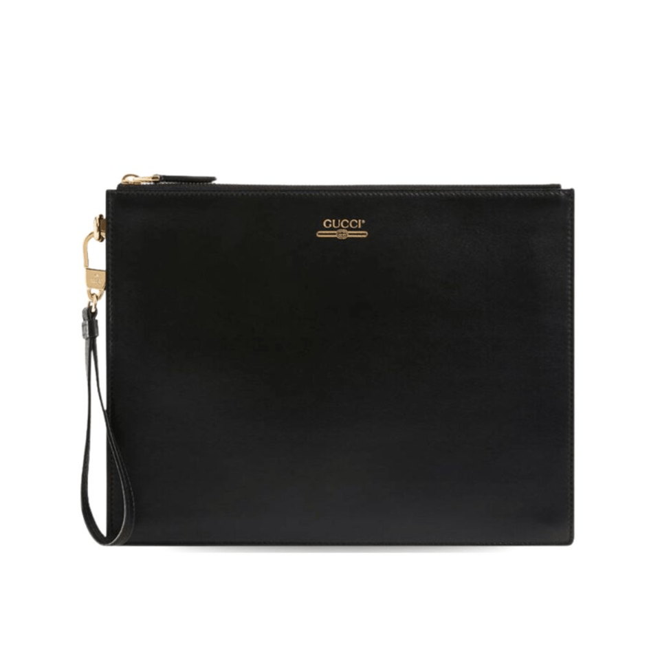 Gucci Marmont Pouch Black 12in/30cm For Men