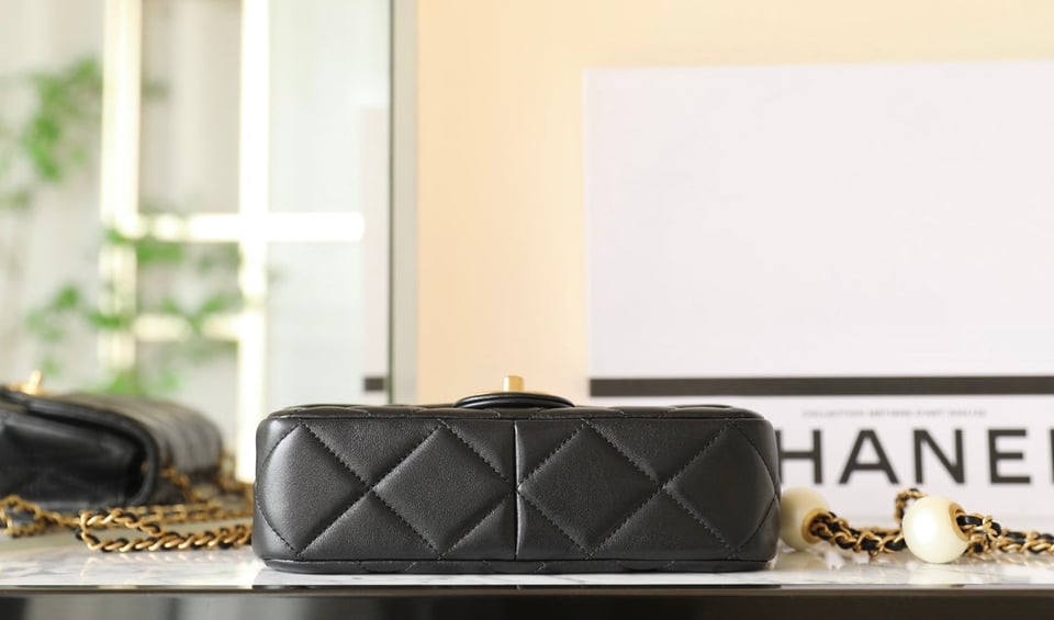 Chanel 24S Mini Flap Bag 20Cm Black Lambskin Pearl Ball view 7