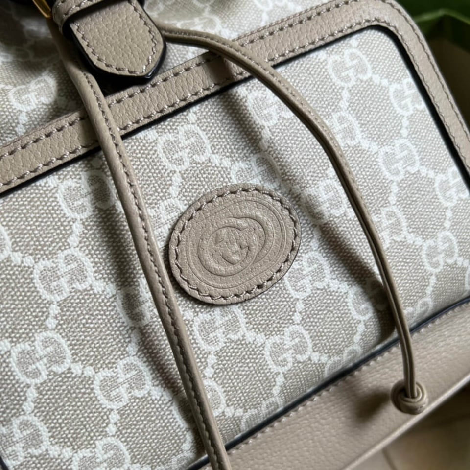 Gucci Backpack with Interlocking G Oatmeal Leather view 8