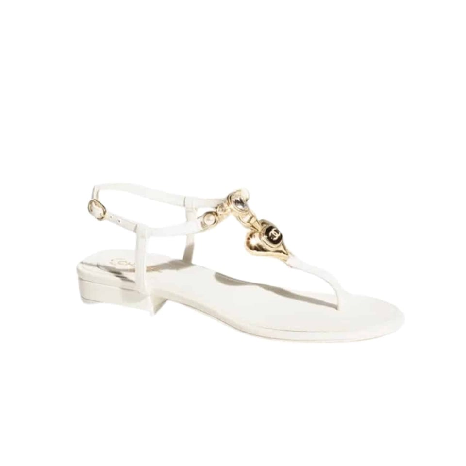 Chanel Shiny Pearl Crystal Cc Heart Thong Sandals White G39674 X01000 0S082 view 2