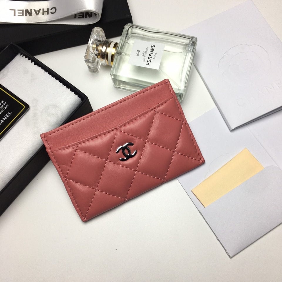 Chanel Card Holder 11.2 Coral Calfskin Silver Icon view 2