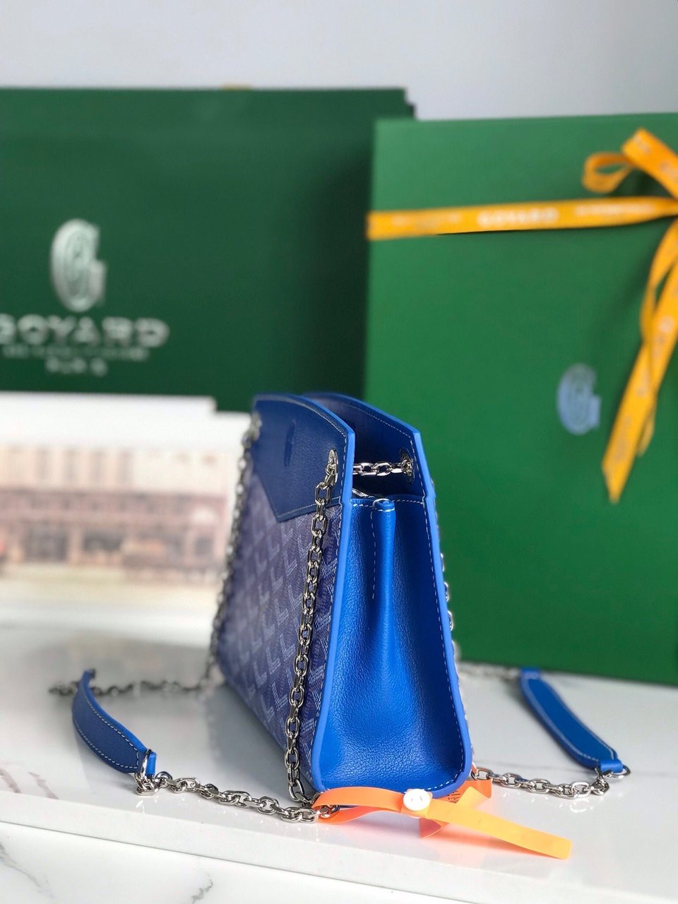 Goyard Rouette Structuré Mini Bag 21 Sapphire Blue Goyardine Canvas And Calfskin view 9