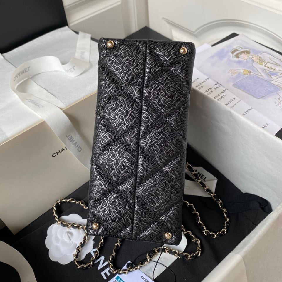 Chanel Small Flap Kelly Bag With Top Handle in Grained Calfskin view 11