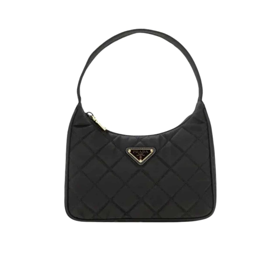 Prada Contenitore Maniglia Tessutu Nylon Quilted Shoulder Bag Black 21Cm view 2