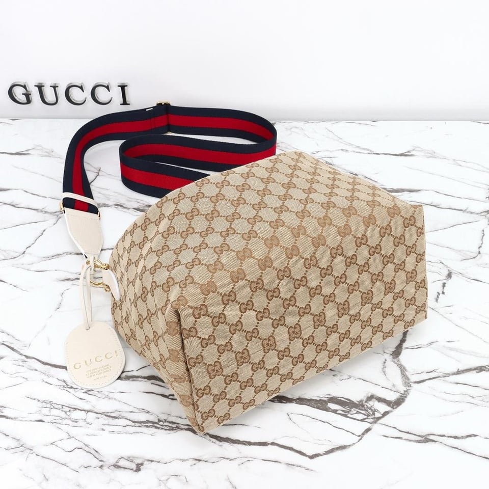 Gucci Brera Medium Crossbody Bag 33cm/13in Sand And Dark Brown GG Canvas A00B4O view 10
