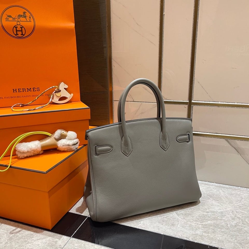 Hermes Birkin 30Cm Grey Swift Leather Gold Hardware view 3