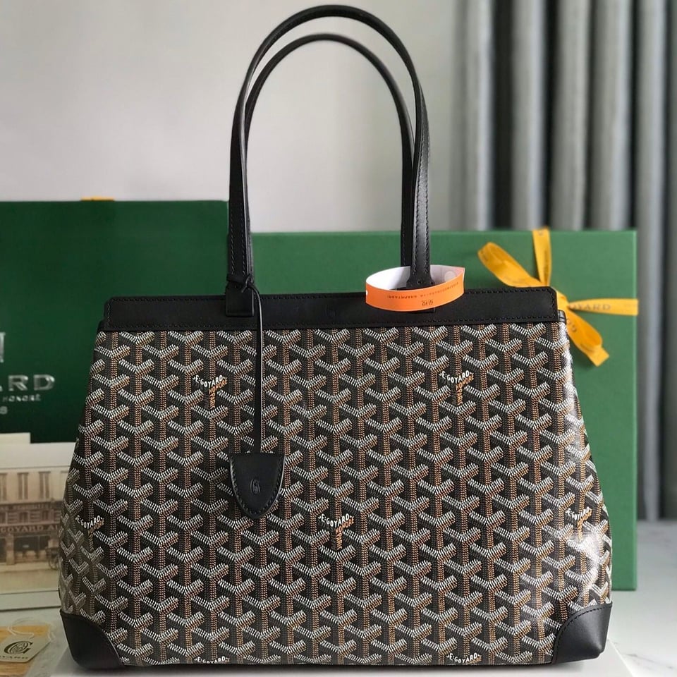 Goyard Bellechasse Biaude Pm Bag 36 Cm Black Goyardine Canvas And Calfskin Trim view 11