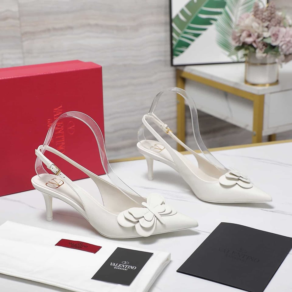 Valentino Garavani Papier Phalène Slingback Pumps White view 8