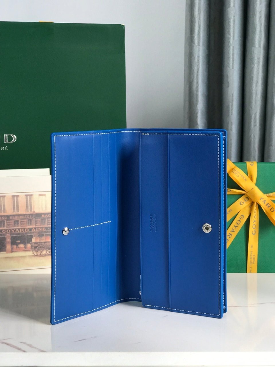 Goyard Richelieu Wallet 19 Cm Sapphire Blue Goyardine Canvas view 6