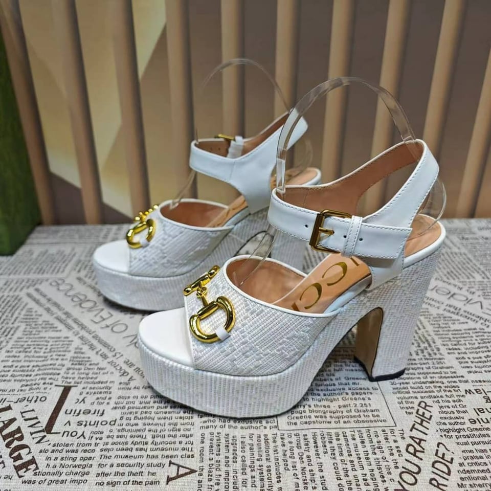 Gucci Horsebit Platform Sandal Gg Embellished ?White view 10