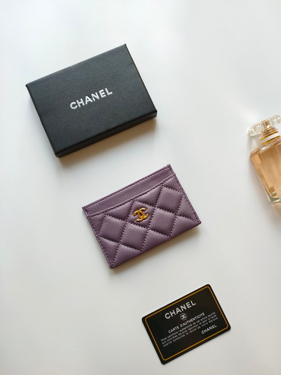 Chanel Card Holder 11.2 Mauve Grained Calfskin Gold Icon view 3