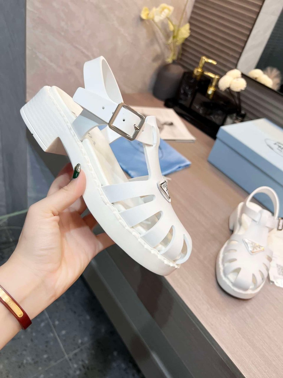 Prada Sporty Foam Rubber Sandals White 1X857M 3Lkk F0009 F 50 view 3