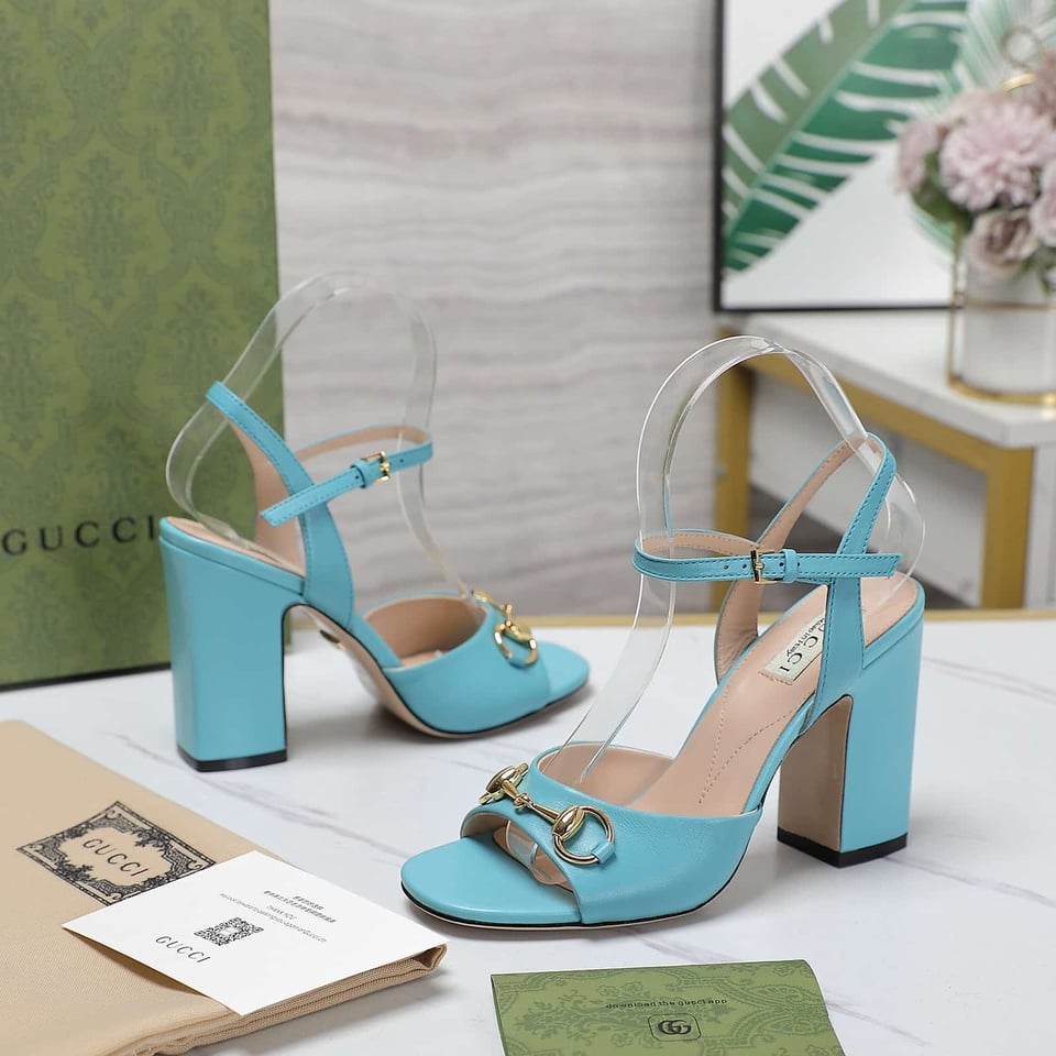 Gucci Women’S Horsebit High Heel Sandal Blue ?771600 C9D00 4728 view 6