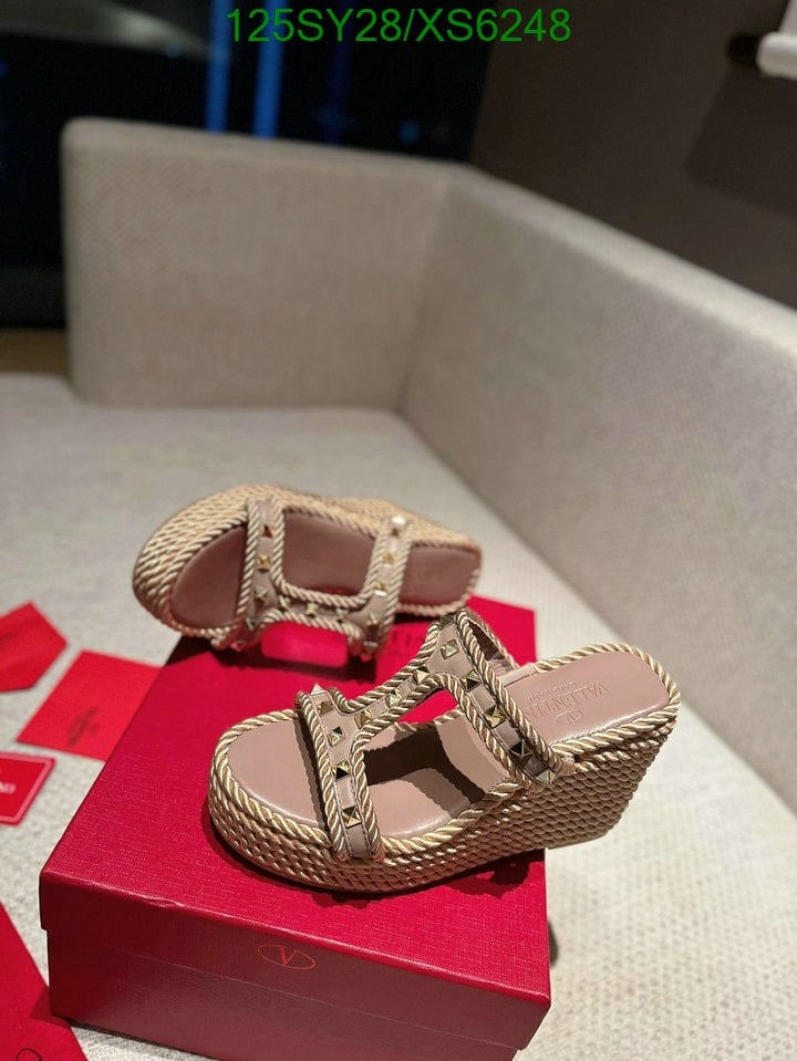 Valentino Garavani Rockstud Leather Wedge Sandals Beige view 9