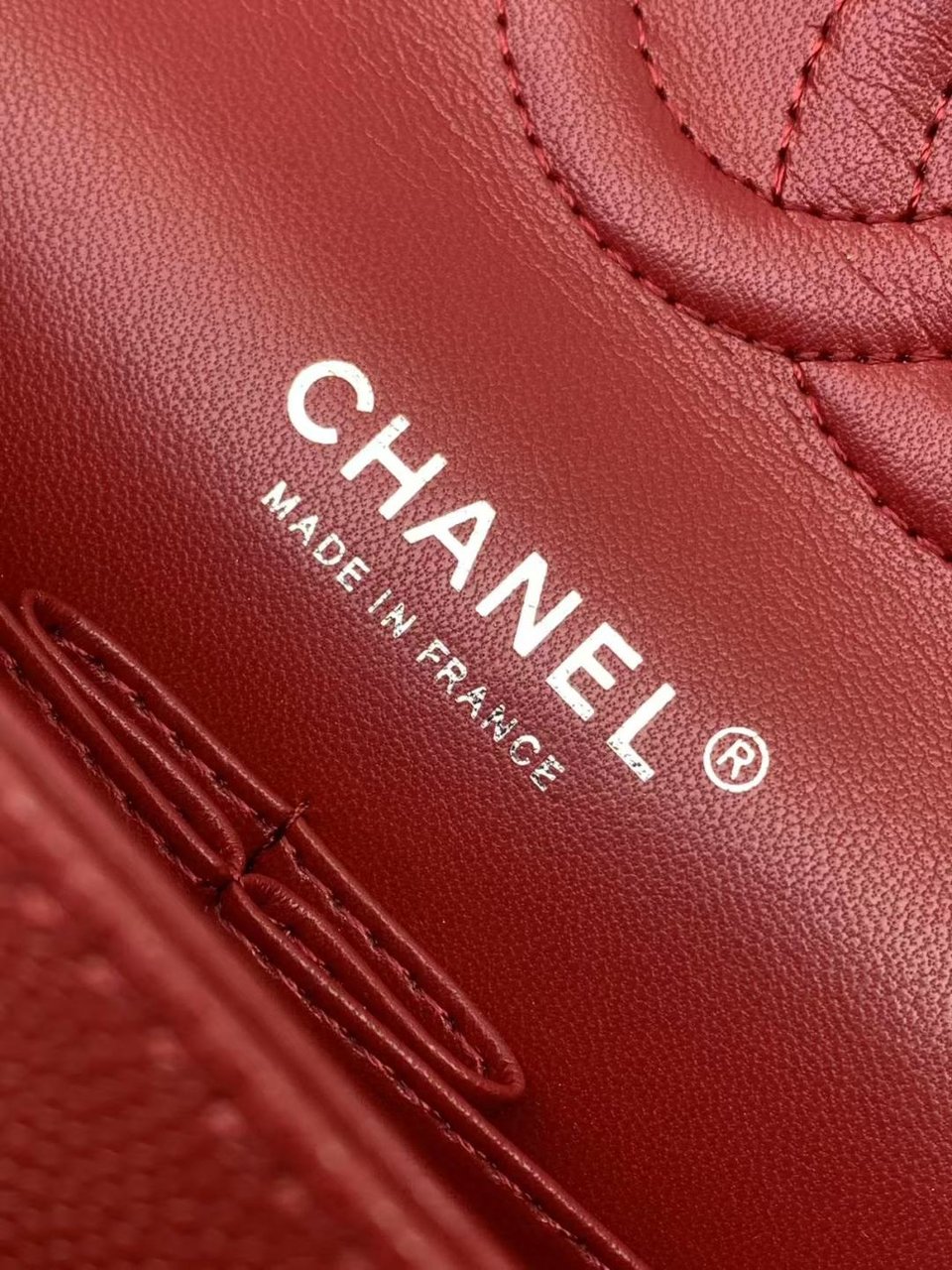 Chanel Classic Flap Bag 25 cm Red Silver-Tone Hardware A01112 view 7