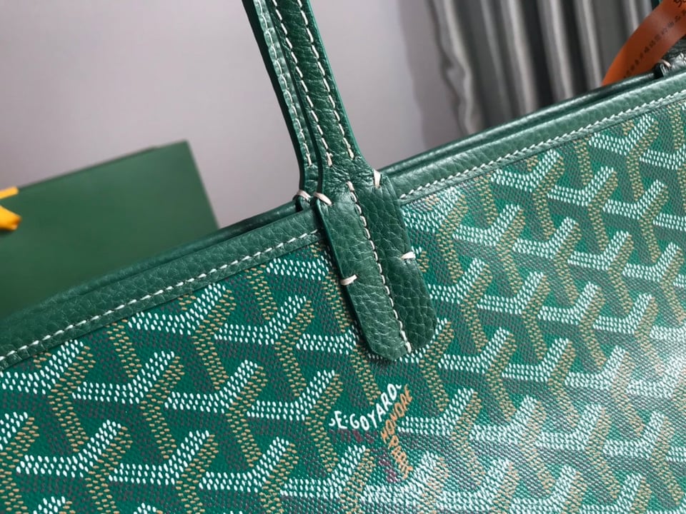 Goyard Hardy Pm Bag 40 Cm Green Goyardine Canvas And Taurillon Leather Trim view 7
