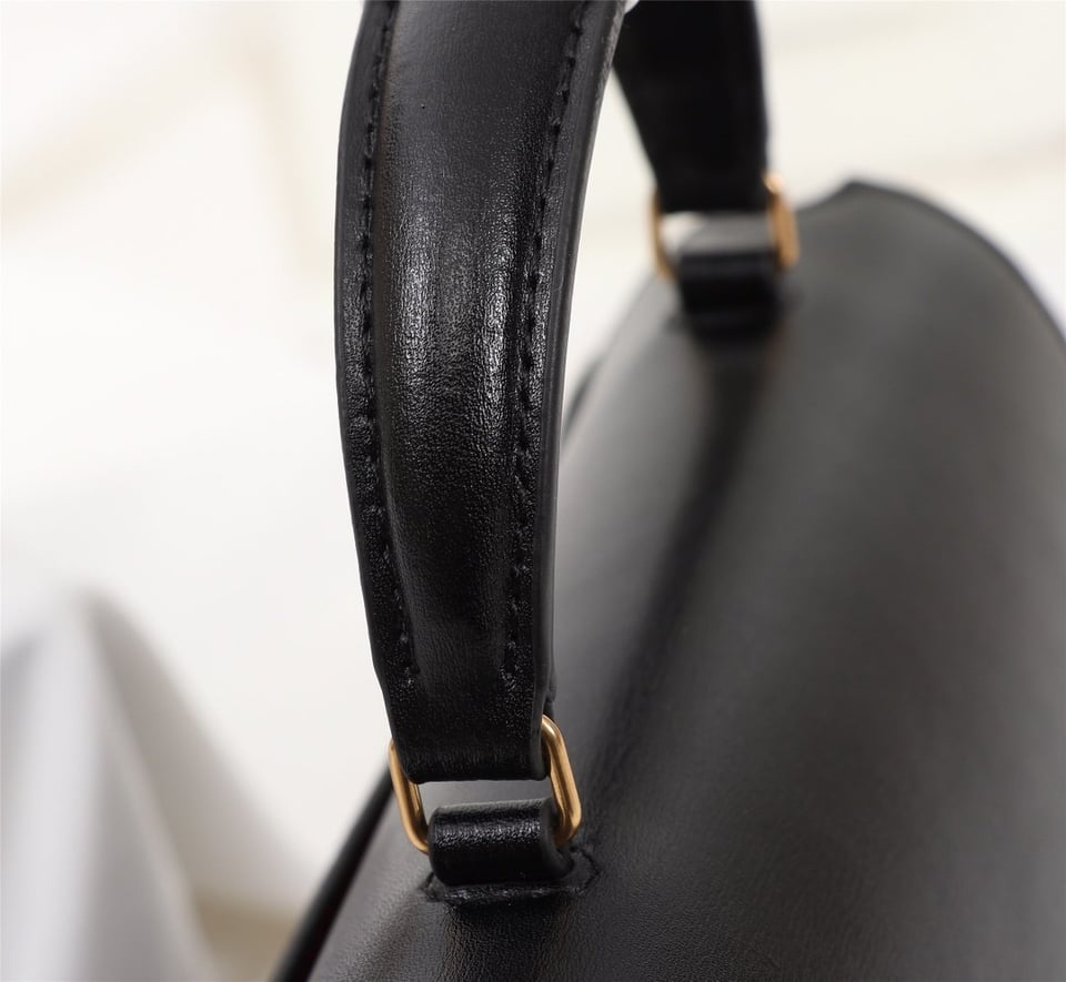 Saint Laurent Cassandra Medium Top Handle Bag Black Gold 24Cm view 5