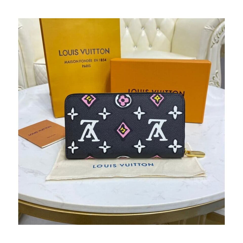 Louis Vuitton Monogram Pattern Zippy Wallet Black view 4