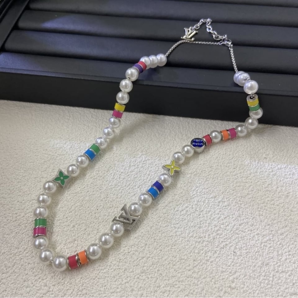 Louis Vuitton Mng Pearls Party Necklace Multicolor With Silver Metal M01500 view 5