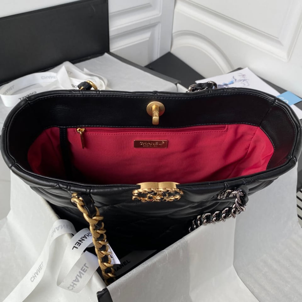 Chanel 19 Black Lambskin Quilted Shopping Bag 37cm view 11