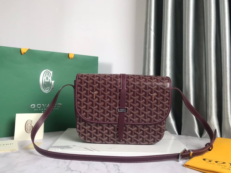 Goyard Belvedere Mm Bag 28Cm Burgundy Canvas view 3