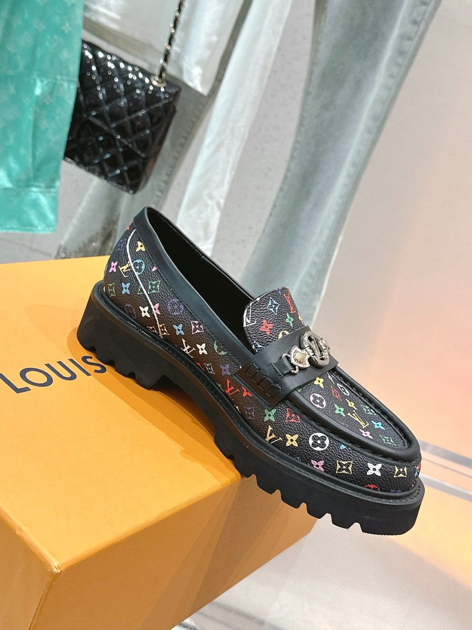 Louis Vuitton LV Monogram Multicolor Black Loafers – Women’s Shoes view 6