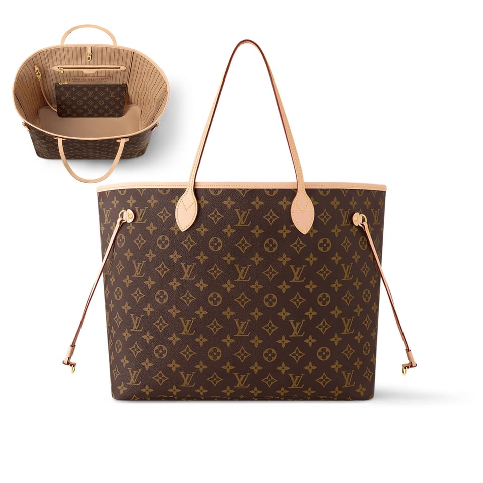 Louis Vuitton Neverfull GM Tote Bag Monogram Canvas Beige 39cm view 2
