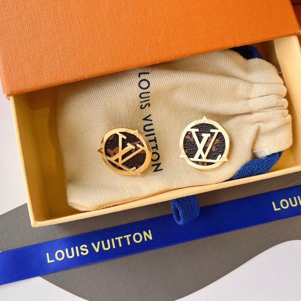 Louis Vuitton Compass Monogram Earrings Gold view 4