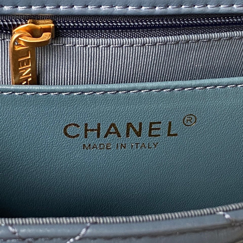 Chanel 23K 13,5Cm Steel Blue Calfskin Gold Hardware view 10