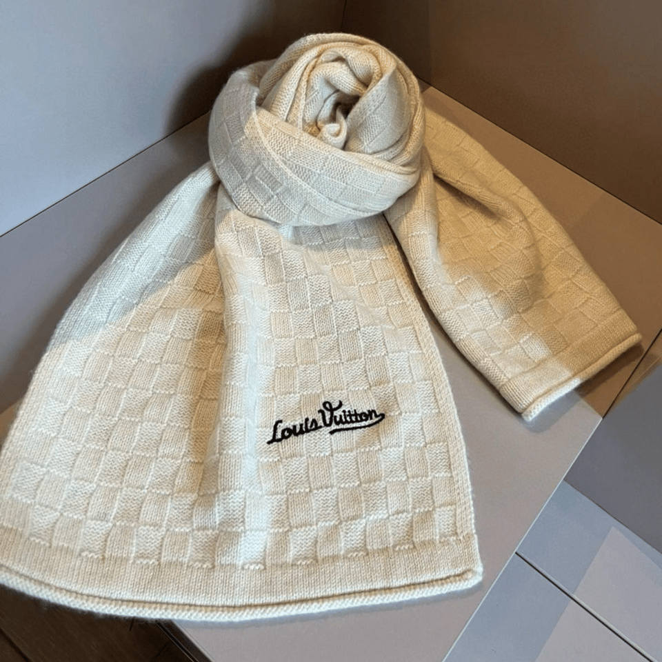 Louis Vuitton Damier Check Scarf Cream For Women 180cm
