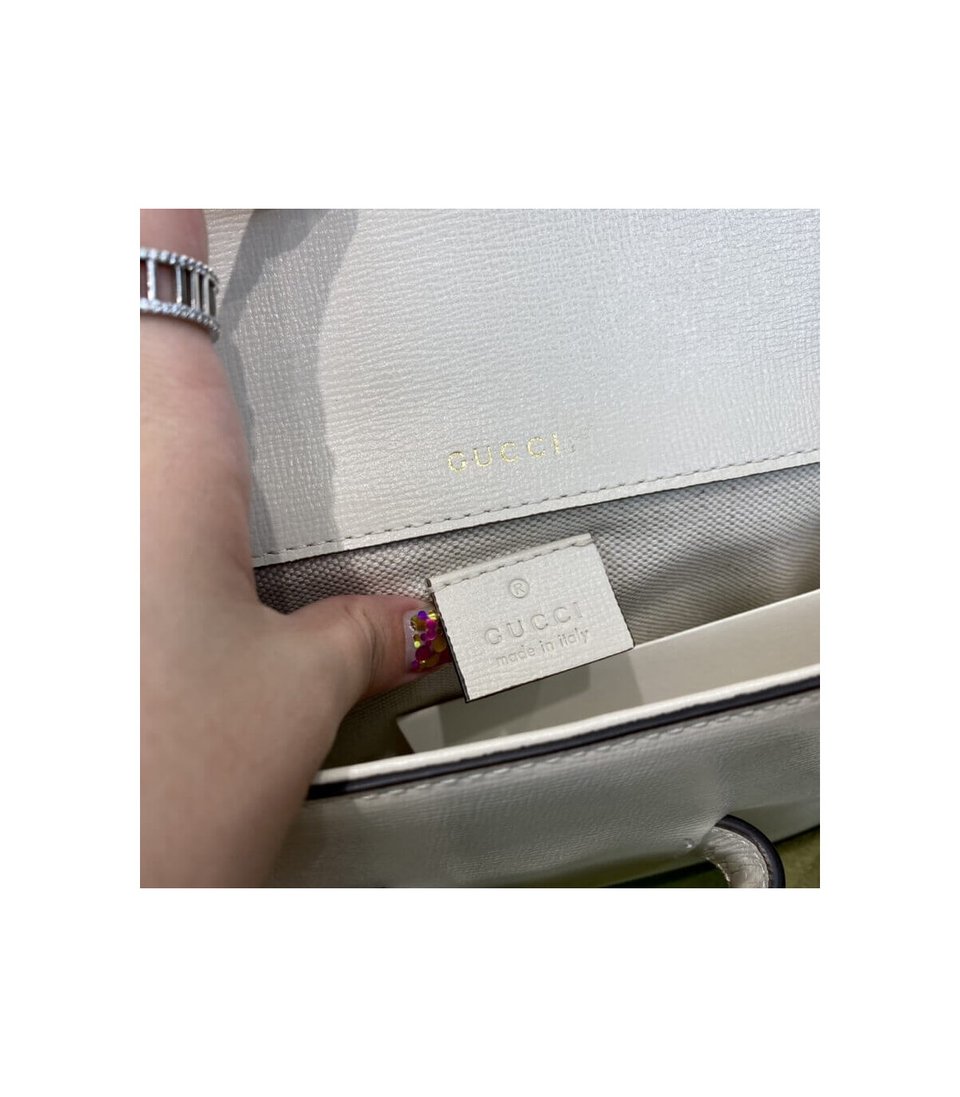 Gucci Horsebit 1955 Mini Bag in White Leather 20.5cm/8.1in view 15