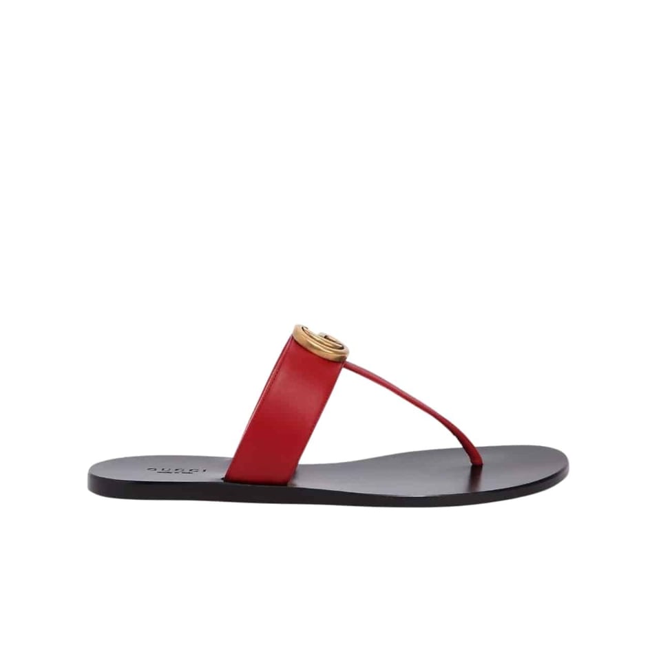 Gucci Double G Thong Leather Red view 2