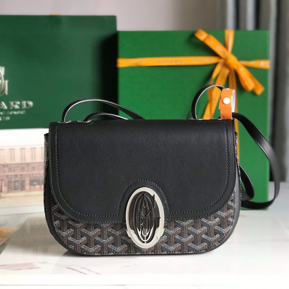 Goyard 233 Bag 25 Cm Black Calfskin And Goyardine Canvas view 3