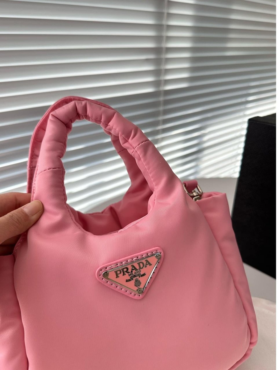 Prada Padded Soft Leather Bag Geranium Pink 19Cm view 7