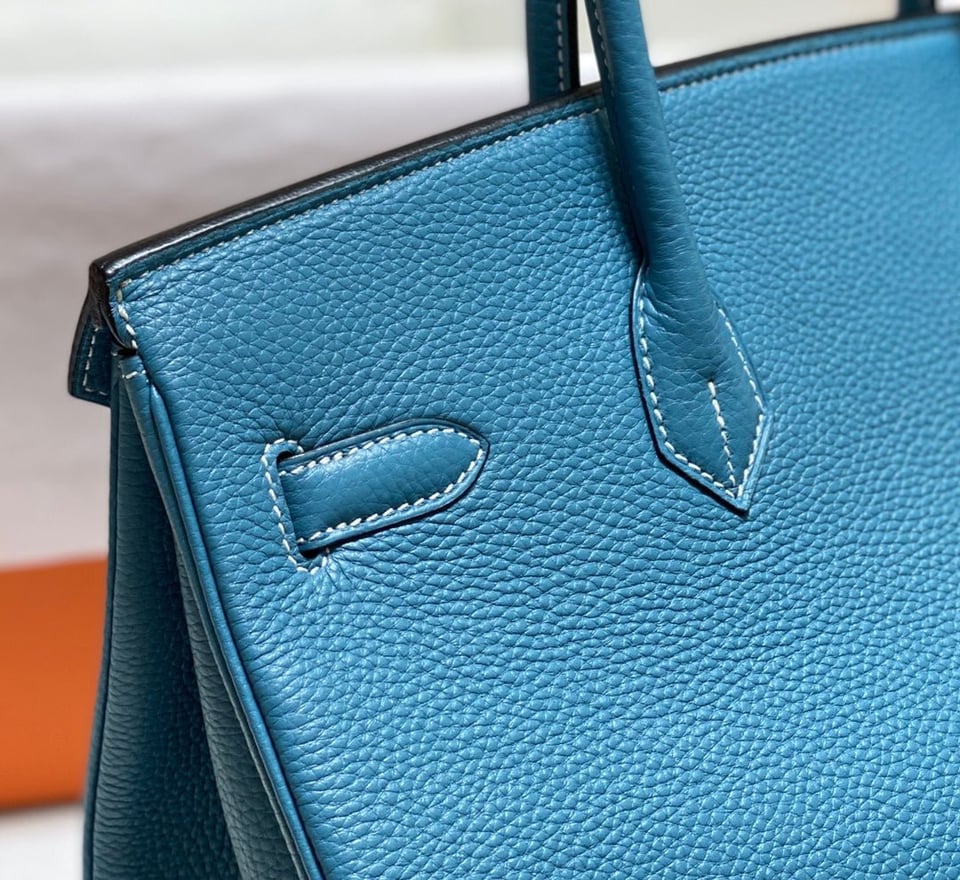 Hermes Birkin 35Cm Bag Cerulean Togo Gold Hardware view 9