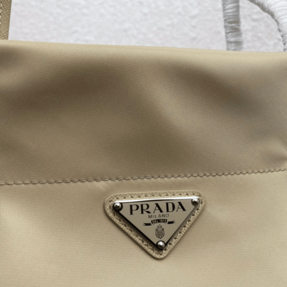 Prada Tessuto Synthetic Tote Bag Beige 35Cm view 8