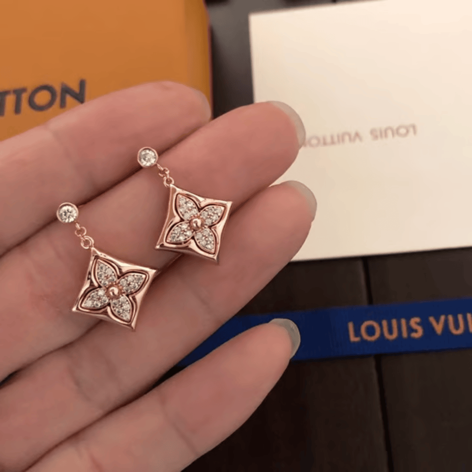 Louis Vuitton Color Blossom Star Earrings Pink Gold Q96809 view 3
