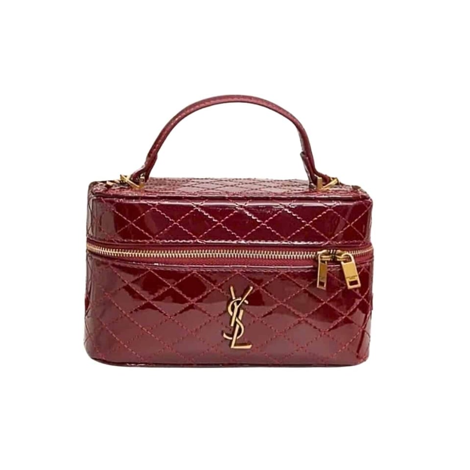Saint Laurent Gany Vanity Bag In Patent Leather Wine Red 19Cm view 2