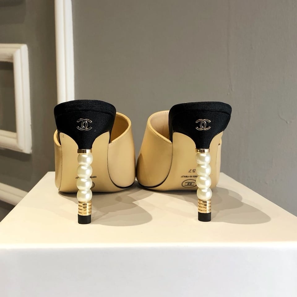 Chanel Mules Grosgrain Beige view 3