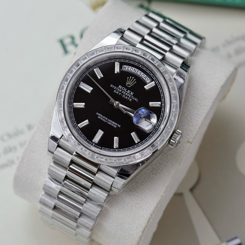 [Superclone] Rolex Day-Date 40mm Bright Black Dial President 228396TBR view 3
